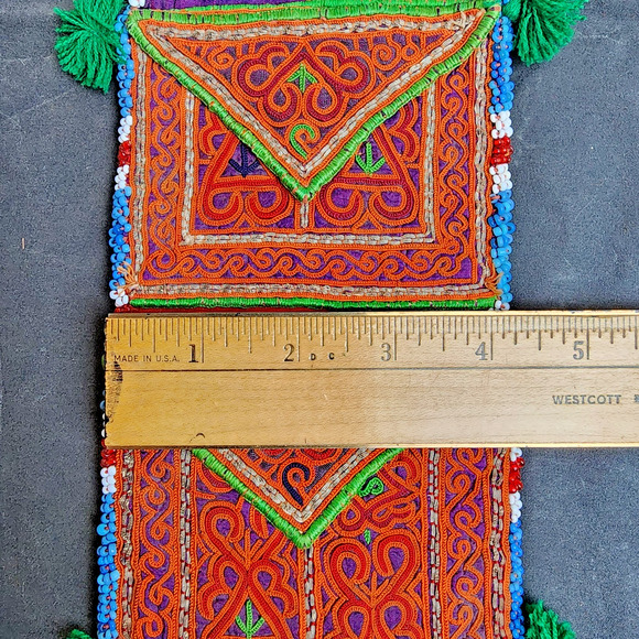 Kuchi Embroidered Pouch Wallet Central Asian Handmade Beaded 9"x4" Snap - Picture 4 of 8